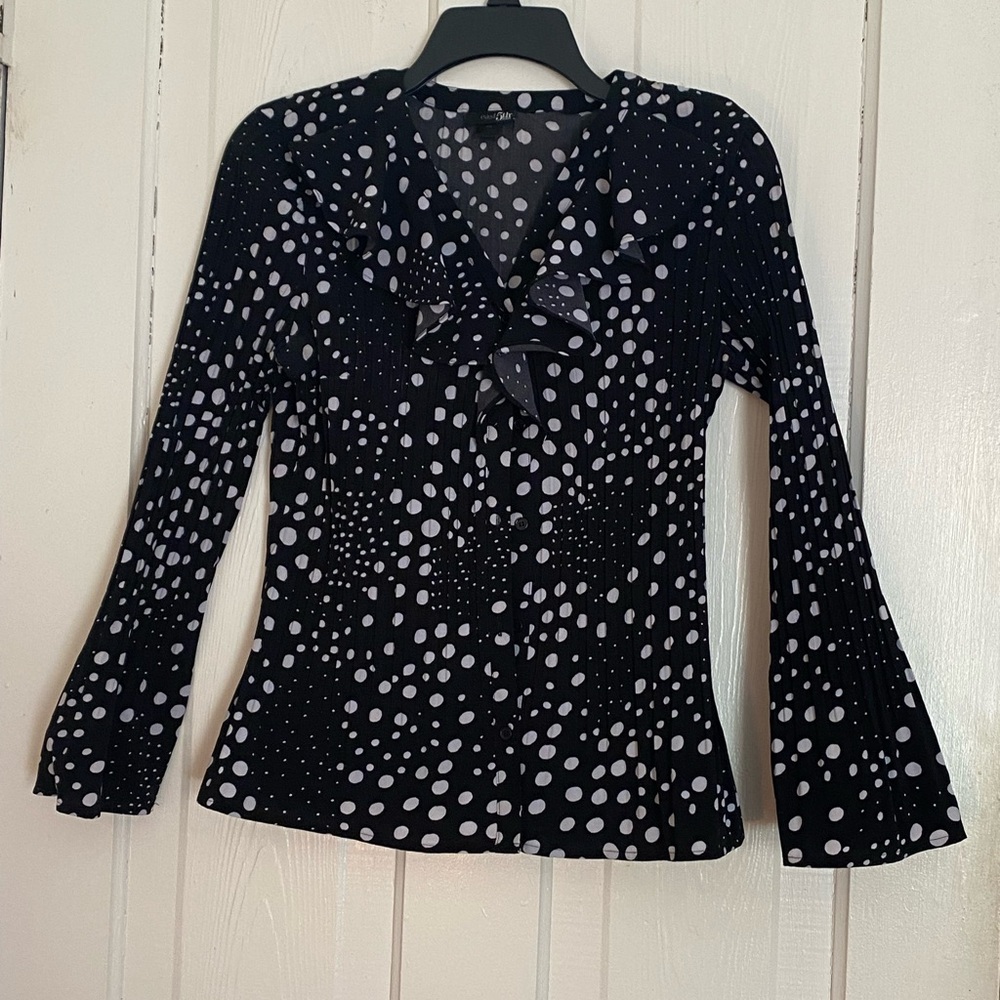 East 5th Black and White Polka Dot Blouse